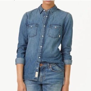 Aritzia TNA Denim Marshall Snap Button Shirt